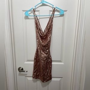 Rose gold sequin dress